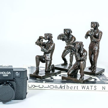 The Paparazzi Dogs Loved Snapping the World (Bronze Sculpture, Miniature Collection)