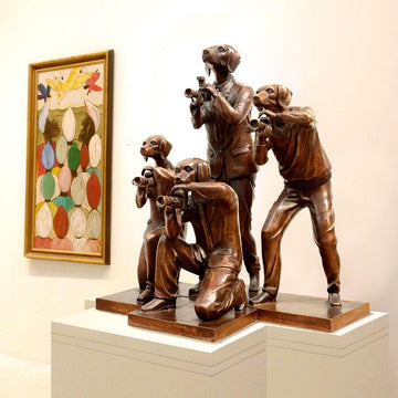 Paparazzi Dogs - Charles, Will, Harry, Tom (Bronze Sculpture)