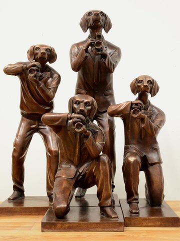 Paparazzi Dogs - Charles, Will, Harry, Tom (Bronze Sculpture)