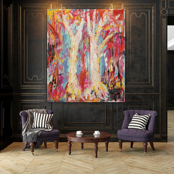Paper Bark Trees Swaying in a Cool Autumn Breeze (Original Painting)