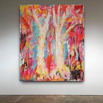 Paper Bark Trees Swaying in a Cool Autumn Breeze (Original Painting)