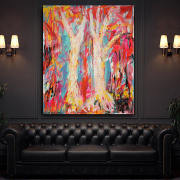 Paper Bark Trees Swaying in a Cool Autumn Breeze (Original Painting)