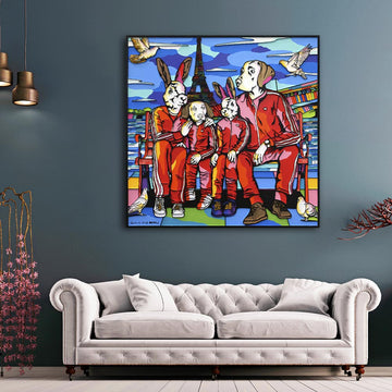 The Family Loves Paris (Original Painting)