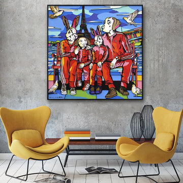 The Family Loves Paris (Original Painting)