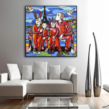 The Family Loves Paris (Original Painting)