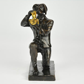 The Paparazzi Dogs Loved Snapping the World (Bronze Sculpture, Miniature Collection)
