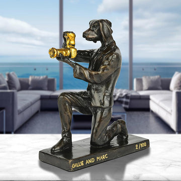 The Paparazzi Dogs Loved Snapping the World (Bronze Sculpture, Miniature Collection)
