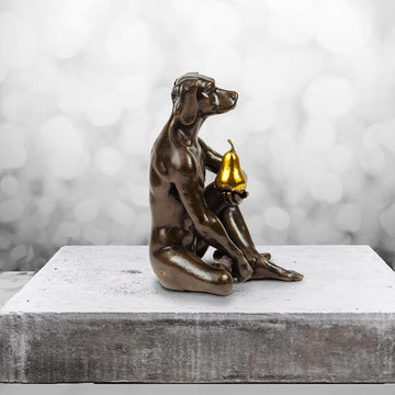 Dogman Grew a Pear (Bronze Sculpture, Miniature)