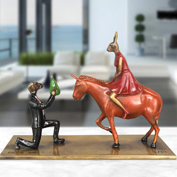 She Said Yes and He Said OMG (Bronze Sculpture, Miniature)
