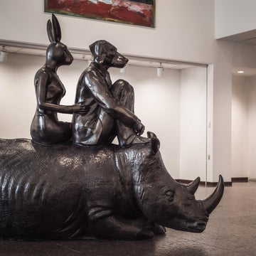Rhino Wild Ride (Bronze Sculpture)