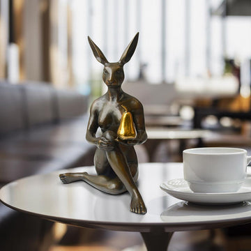 Rabbitwoman Grew a Pear (Bronze Sculpture, Miniature)
