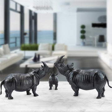 Rhino Family (Bronze Sculpture)