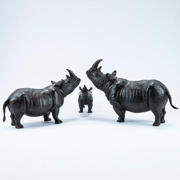 Rhino Family (Bronze Sculpture)