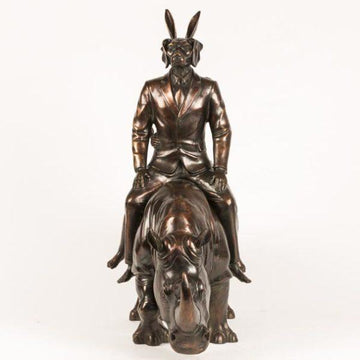 They were the rhino riders in love (Bronze Sculpture)