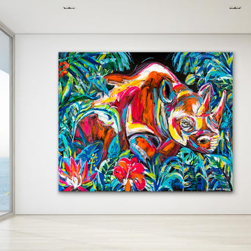 Long Live the Rhino in the Jungle (Original Painting)