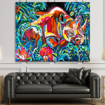 Long Live the Rhino in the Jungle (Original Painting)