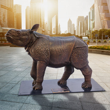 Wild Baby Javan Rhino (Bronze Sculpture)