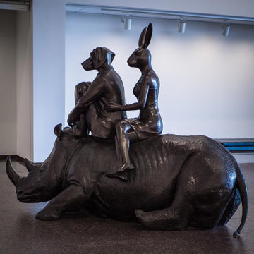 Rhino Wild Ride (Bronze Sculpture)