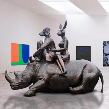 Rhino Wild Ride (Bronze Sculpture)