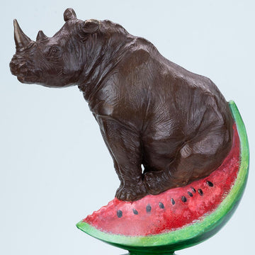 Rhinos Love Watermelons (Bronze Sculpture)