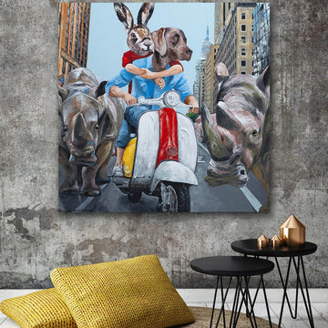 They were excited to be back in N.Y.C (Original Painting)