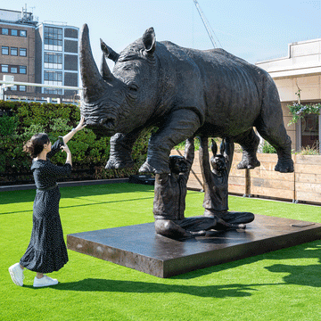 Rise Up Rhino (Bronze Sculpture, Large)