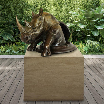 The Rhino Came Out to See the World (Bronze Sculpture, Mid-Size)