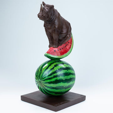 Rhinos Love Watermelons (Bronze Sculpture)