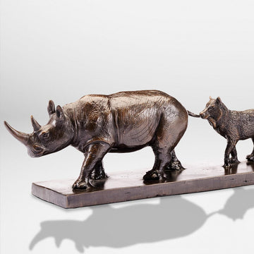 Love The Black Rhino, The Arctic Fox and The Bengal Tiger (Bronze Sculpture)