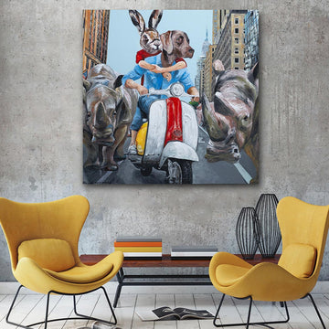 They were excited to be back in N.Y.C (Original Painting)