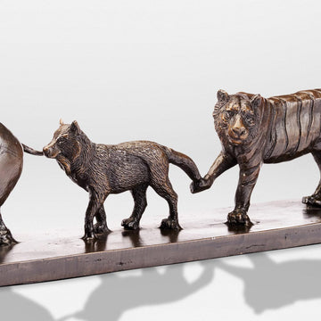 Love The Black Rhino, The Arctic Fox and The Bengal Tiger (Bronze Sculpture)