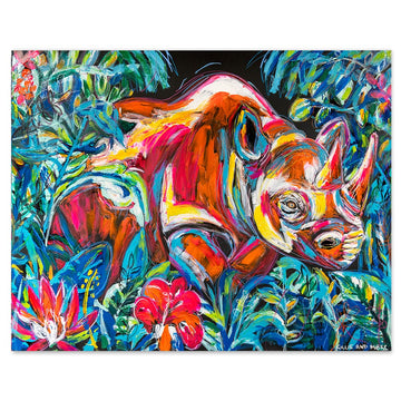 Long Live the Rhino in the Jungle (Original Painting)