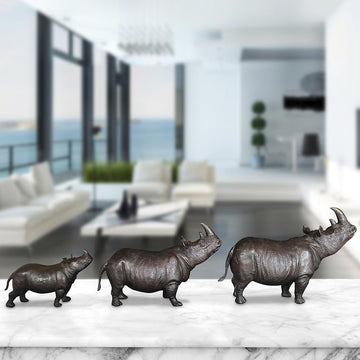 Rhino Family (Bronze Sculpture)
