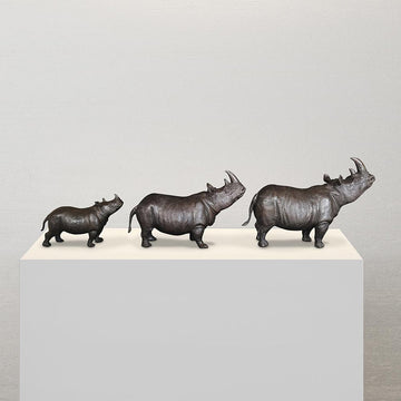 Rhino Family (Bronze Sculpture)