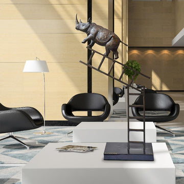 Rhinos on the up and up (Bronze Sculpture)