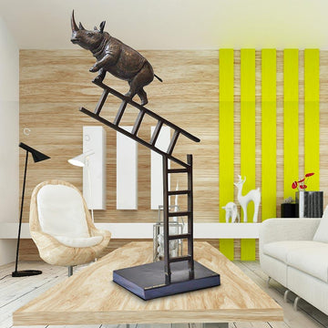 Rhinos on the up and up (Bronze Sculpture)