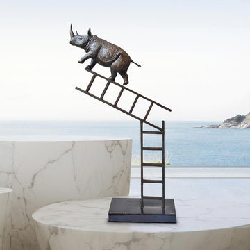 Rhinos on the up and up (Bronze Sculpture)