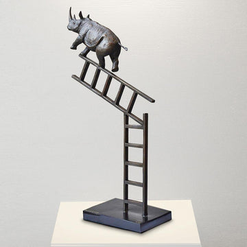 Rhinos on the up and up (Bronze Sculpture)