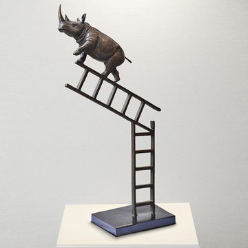 Rhinos on the up and up (Bronze Sculpture)