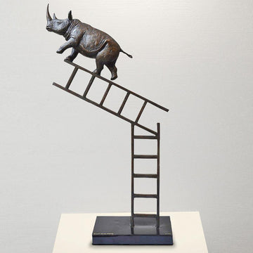 Rhinos on the up and up (Bronze Sculpture)