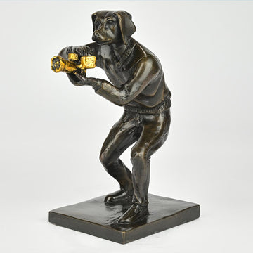 The Paparazzi Dogs Loved Snapping the World (Bronze Sculpture, Miniature Collection)