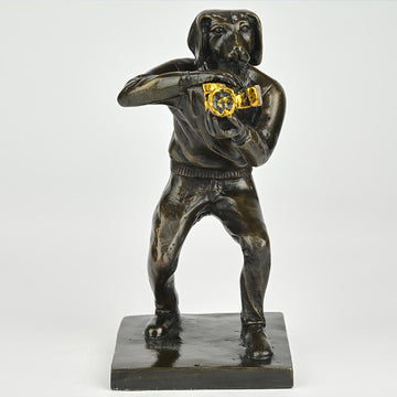 The Paparazzi Dogs Loved Snapping the World (Bronze Sculpture, Miniature Collection)