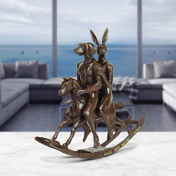 They Rocked the House Down (Bronze Sculpture, Miniature Collection)
