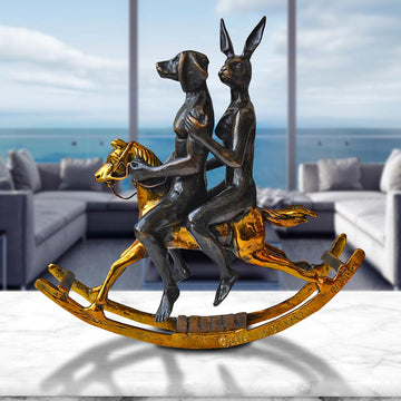 They Rocked the House Down (Bronze Sculpture, Miniature Collection)