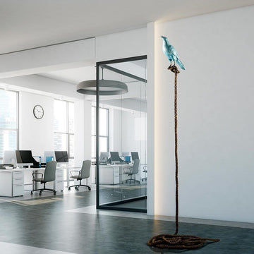 Roger, the magpie on long rope (Bronze Sculpture)