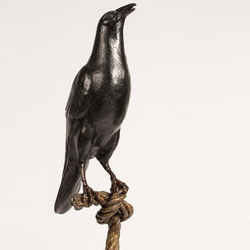 Roger, the magpie on long rope (Bronze Sculpture)
