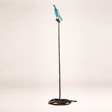 Roger, the magpie on long rope (Bronze Sculpture)
