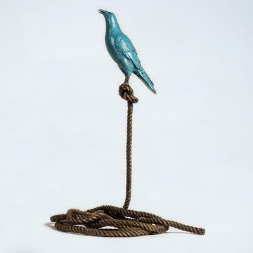 Roger, the magpie on short rope (Bronze Sculpture)