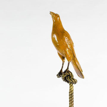Roger, the magpie on long rope (Bronze Sculpture)
