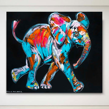 Sade the baby elephant thought this was the happiest day of her life (Original Painting)